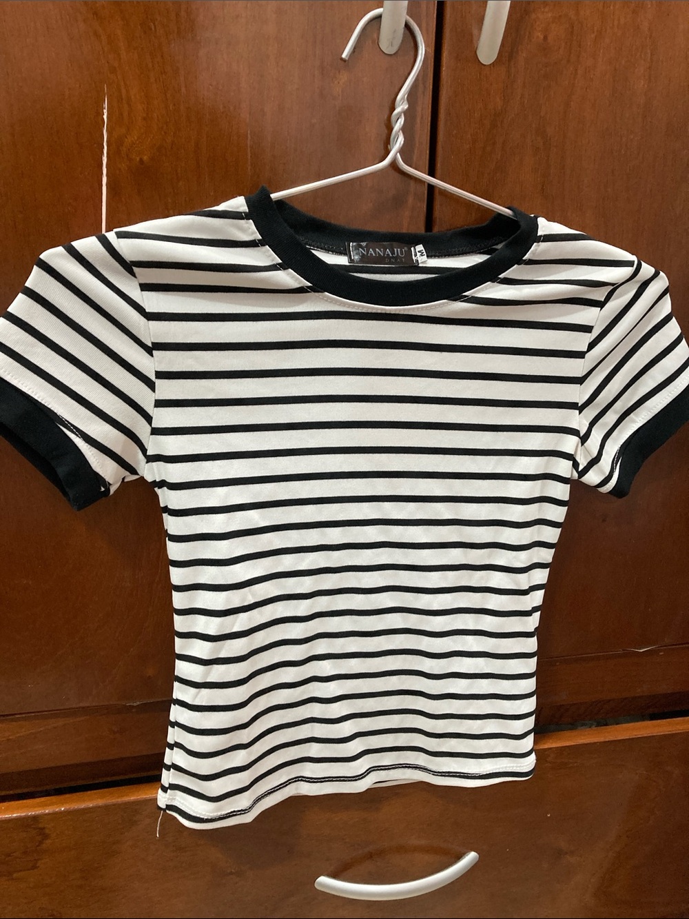 NaNa Black & White Striped Ringer Tee